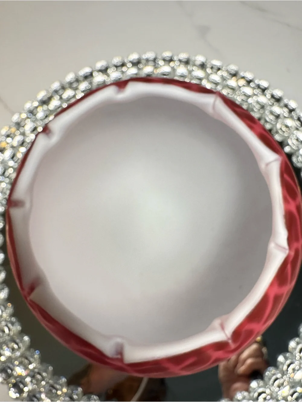 Vintage Fenton Glass Rose Satin Diamond Quilted Quail/GWTW Bowl